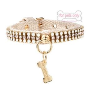 For Pets Only Mini Diamond Collar Beige
