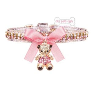 For Pets Only-love Bear Collar Platinum Pink