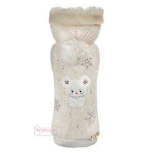 For Pets Only Mouse Shiver White Wool Pull