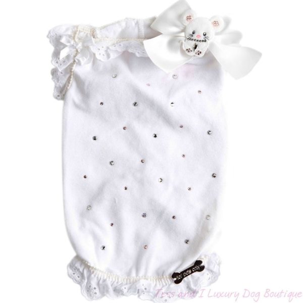 For Pets Only-Lace Top Mouse White T-shirt Limited Edition