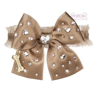 FOR PETS ONLY- DIAMOND HEARTS COLLAR-CAMEL