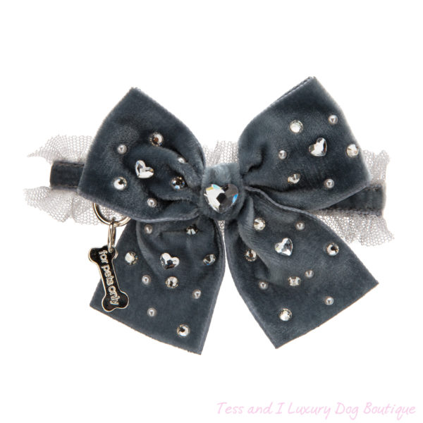 FOR PETS ONLY-DIAMOND HEARTS COLLAR GREY-LIMITED EDITON