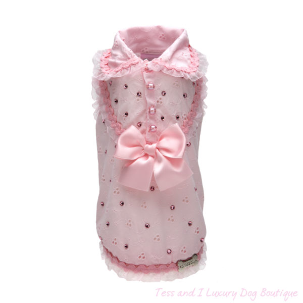 FOR PETS ONLY-PINK BRODERIE ANGLAISE DRESS-LIMITED EDITION