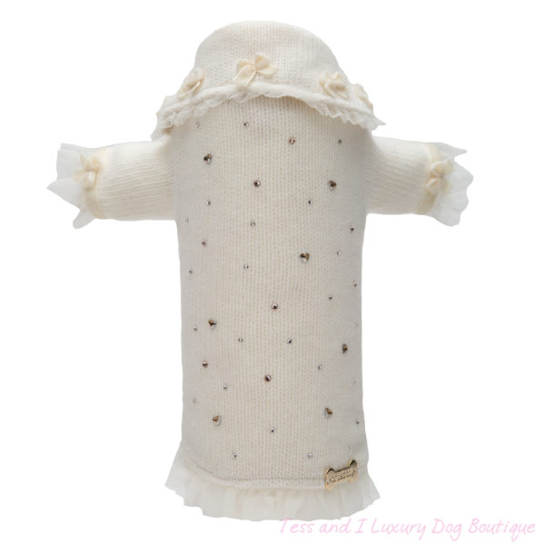 FOR PETS ONLY-MY SWEET VELVET BOWS CREAM SWEATER-LIMITED EDITION