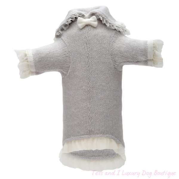 FOR PETS ONLY-MY SWEET VELVET BOWS SWEATER PEARL GREY-LIMITED EDITION - Image 2