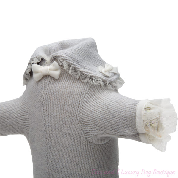 FOR PETS ONLY-MY SWEET VELVET BOWS SWEATER PEARL GREY-LIMITED EDITION - Image 3
