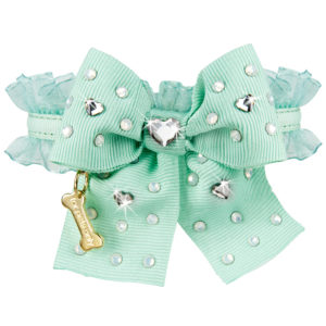 FOR PETS ONLY-DIAMOND HEARTS AQUA COLLAR