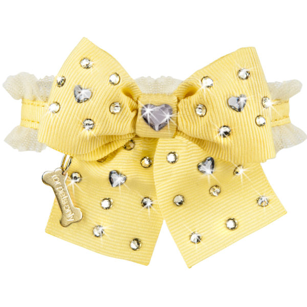 FOR PETS ONLY-DIAMOND HEARTS YELLOW COLLAR