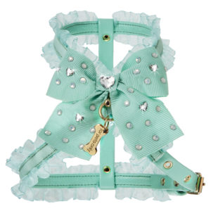 FOR PETS ONLY-DIAMOND HEARTS AQUA HARNESS