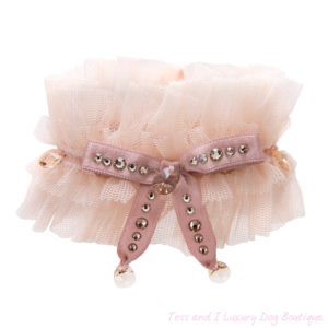 FOR PETS ONLY-TULLE NECKLACE NUDE BOW-COUTURE COLLECTION