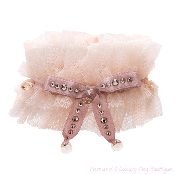 FOR PETS ONLY-TULLE NECKLACE NUDE BOW-COUTURE COLLECTION