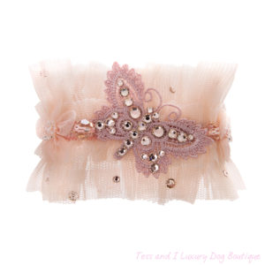 FOR PETS ONLY-TULLE NECKLACE BUTTERFLY PEACH-COUTURE COLLECTION