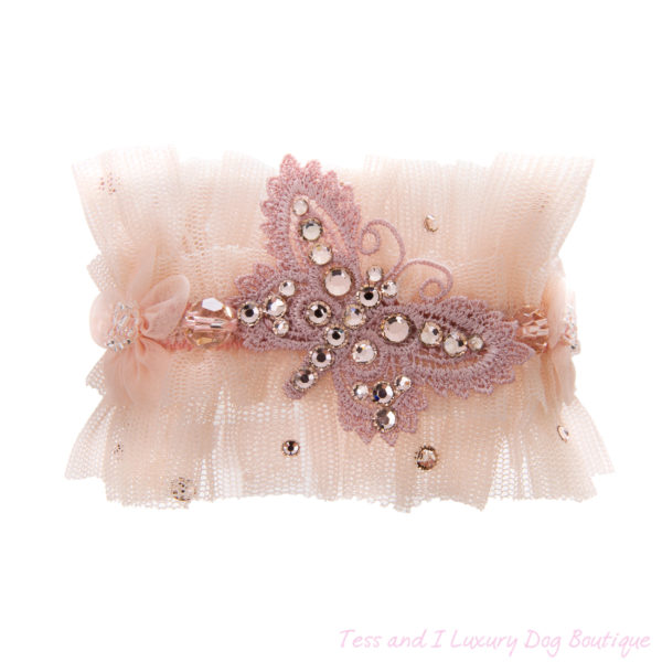 FOR PETS ONLY-TULLE NECKLACE BUTTERFLY PEACH-COUTURE COLLECTION