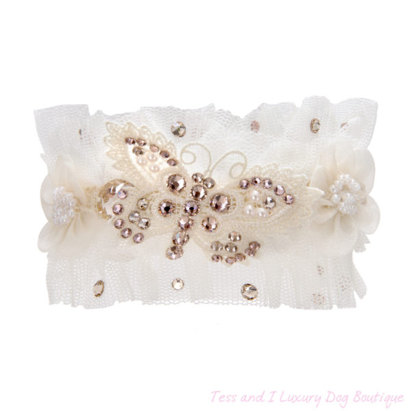 FOR PETS ONLY-TULLE NECKLACE BUTTERFLY WHITE-COUTURE COLLECTION