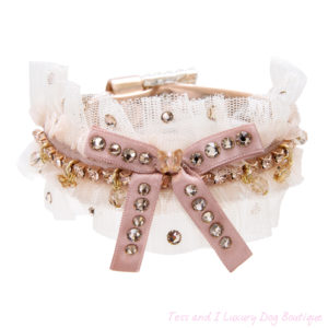 FOR PETS ONLY-NATURAL BEAUTY RIBBON ROSE GOLD COLLAR-COUTURE COLLECTION