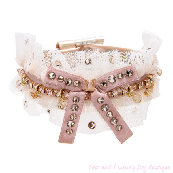 FOR PETS ONLY-NATURAL BEAUTY RIBBON ROSE GOLD COLLAR-COUTURE COLLECTION