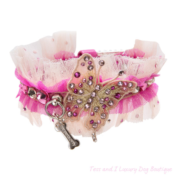 FOR PETS ONLY- NATURAL BEAUTY BUTTERFLY FUCHSIA COLLAR-COUTURE COLLECTION