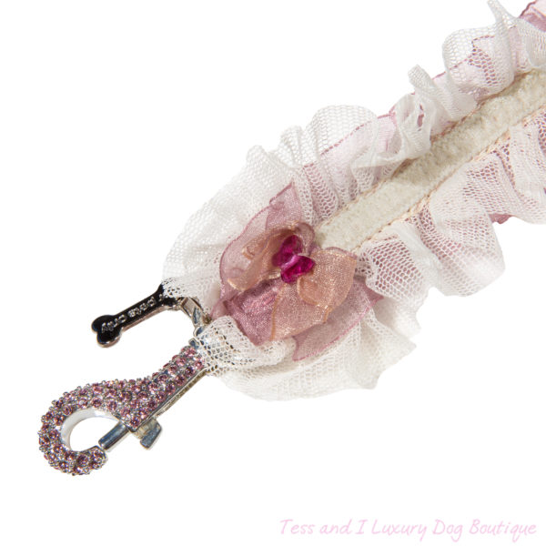 FOR PETS ONLY- LINGERIE BOW PINK AND BEIGE LEASH-COUTURE COLLECTION - Image 2