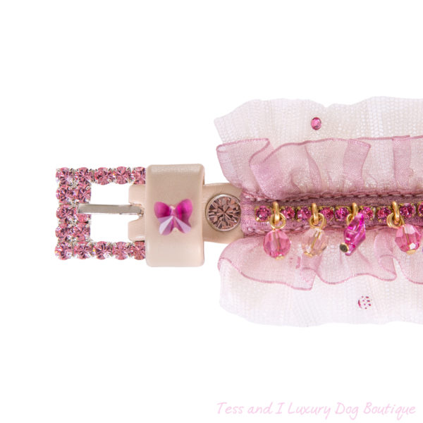 FOR PETS ONLY- NATURAL BEAUTY RIBBON PINK AND BEIGE COLLAR-COUTURE COLLECTION - Image 2