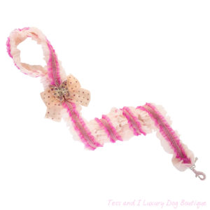 FOR PETS ONLY- LINGERIE BUTTERFLY FUCHSIA BEIGE LEASH-COUTURE COLLECTION