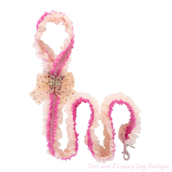FOR PETS ONLY- LINGERIE BUTTERFLY FUCHSIA BEIGE LEASH-COUTURE COLLECTION - Image 2