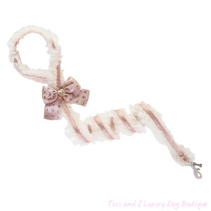 FOR PETS ONLY-LINGERIE BOW ANTIQUE PINK LEASH-COUTURE COLLECTION