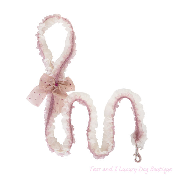 FOR PETS ONLY- LINGERIE BOW PINK AND BEIGE LEASH-COUTURE COLLECTION - Image 3