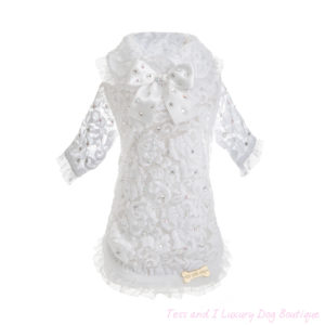 FOR PETS ONLY-MY SPARKLING WHITE LACE TOP-LIMITED EDITION