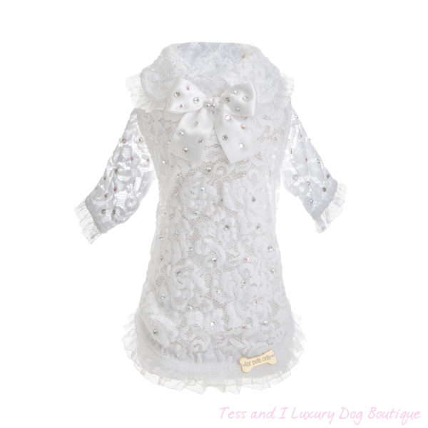 FOR PETS ONLY-MY SPARKLING WHITE LACE TOP-LIMITED EDITION