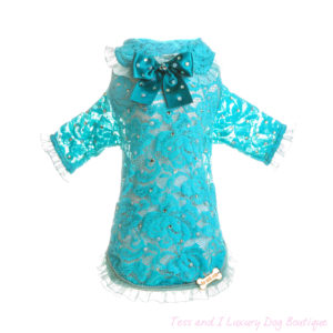 FOR PETS ONLY-MY SPARKLING TURQUOISE LACE TOP-LIMITED EDITON
