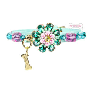 FOR PETS ONLY-PARTY FLOWER COLLAR- AQUA