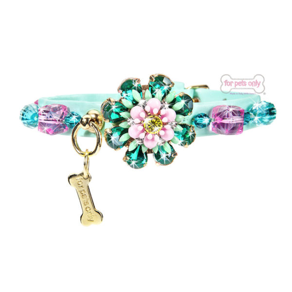 FOR PETS ONLY-PARTY FLOWER COLLAR- AQUA
