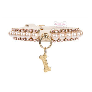 FOR PETS ONLY-PEARL DIAMOND COLLAR- BEIGE
