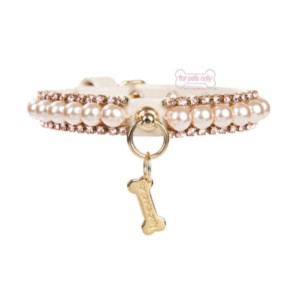 FOR PETS ONLY-PEARL DIAMOND COLLAR- BEIGE