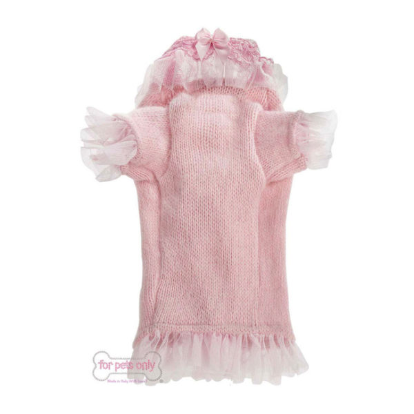 FOR PETS ONLY-Coquette cardigan pink wool and lace - Image 2