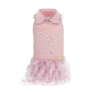 FOR PETS ONLY-Ribbon lace pink dress