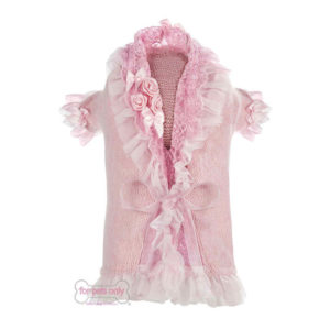 FOR PETS ONLY-Coquette cardigan pink wool and lace
