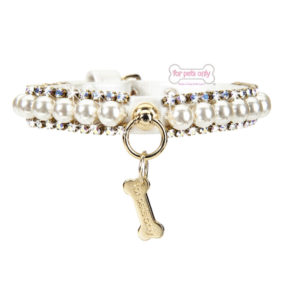 FOR PETS ONLY-PEARL DIAMOND WHITE COLLAR