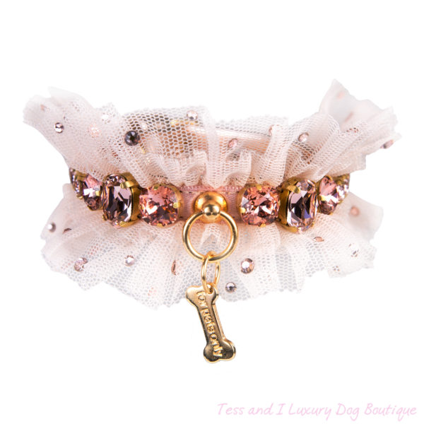 FOR PETS ONLY-SNOW PRINCESS BLUSH COLLAR-COUTURE COLLECTION