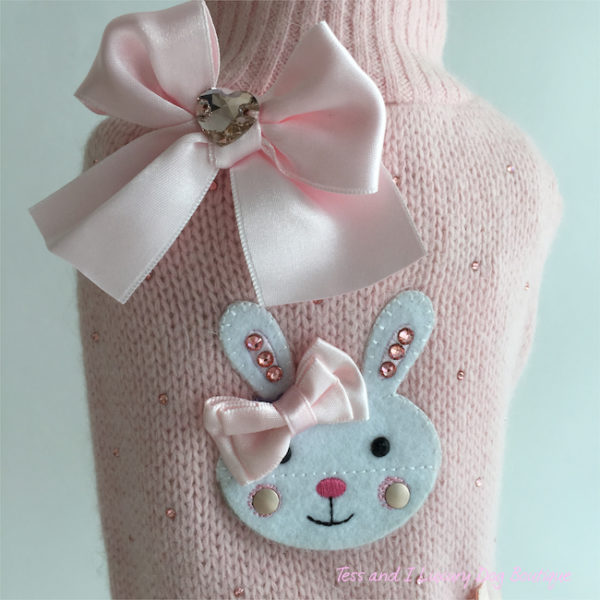 FOR PETS ONLY-DANCE WITH BUNNY PINK WOOL DRESS-LIMITED EDITION - Image 3