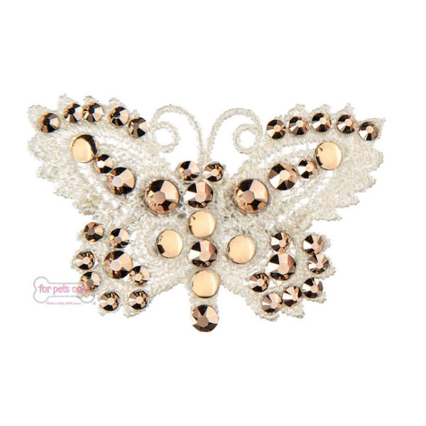 FOR PETS ONLY- GOLDEN WHITE  BUTTERFLY HAIR CLIP
