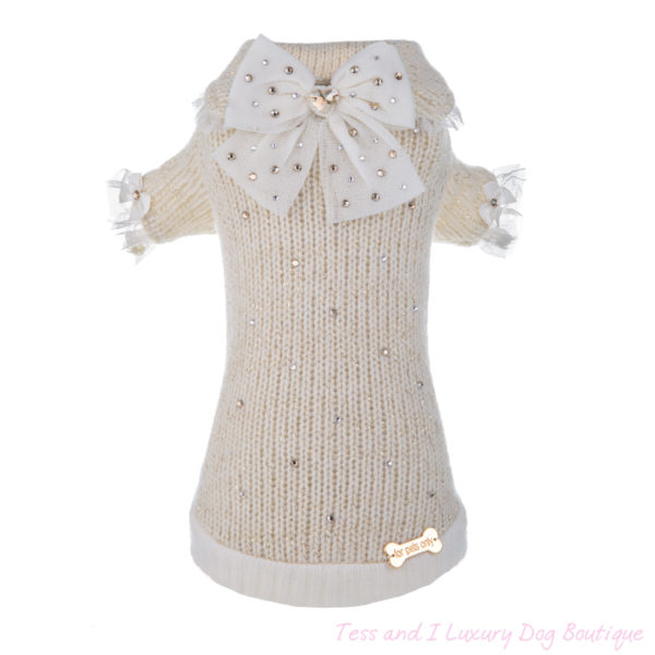 FOR PETS ONLY-SNOW PRINCESS CREAM WOOL PULL-COUTURE COLLECTION