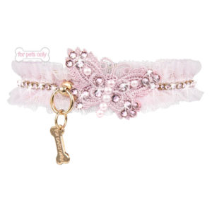 Pink butterfly platinum collar