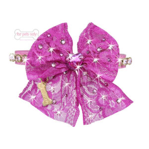 sparkling bow fuchsia collar