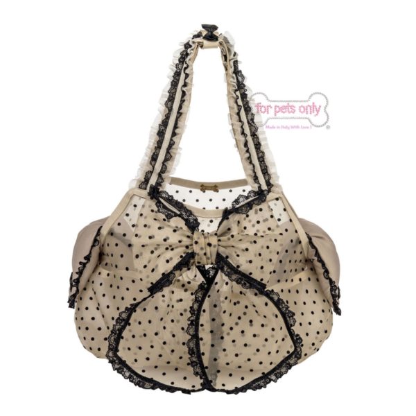Bon bon tulle bag beige and black polka dots