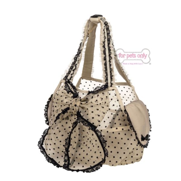 Bon bon tulle bag beige and black polka dots - Image 3