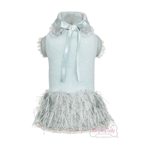 swan wool dress light blue-limited edition
