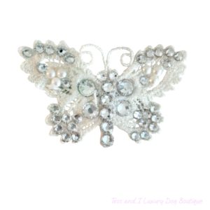 Sparkling white butterfly hair clip
